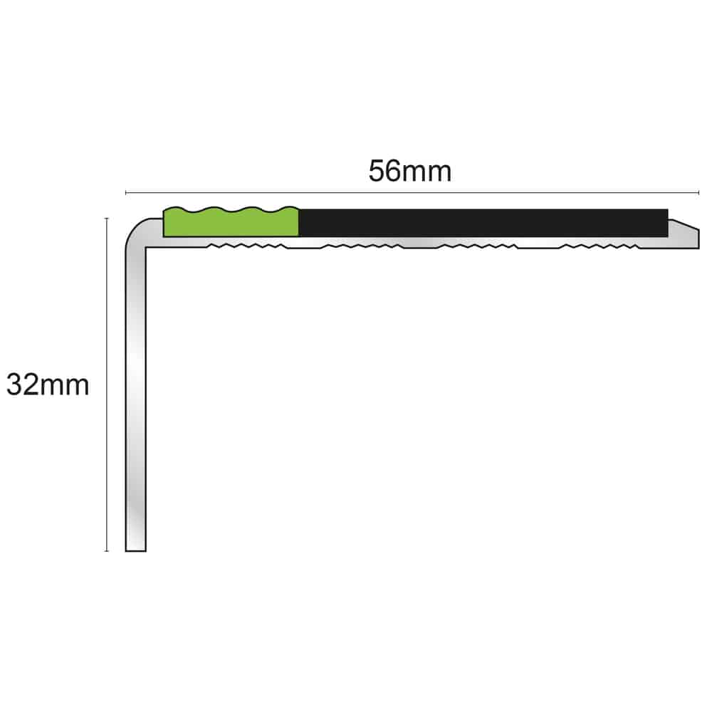 ASL01 56x32mm Aluminium Non Slip Stair Nosing Edge Trim With Pvc Insert Stair Nosing etc