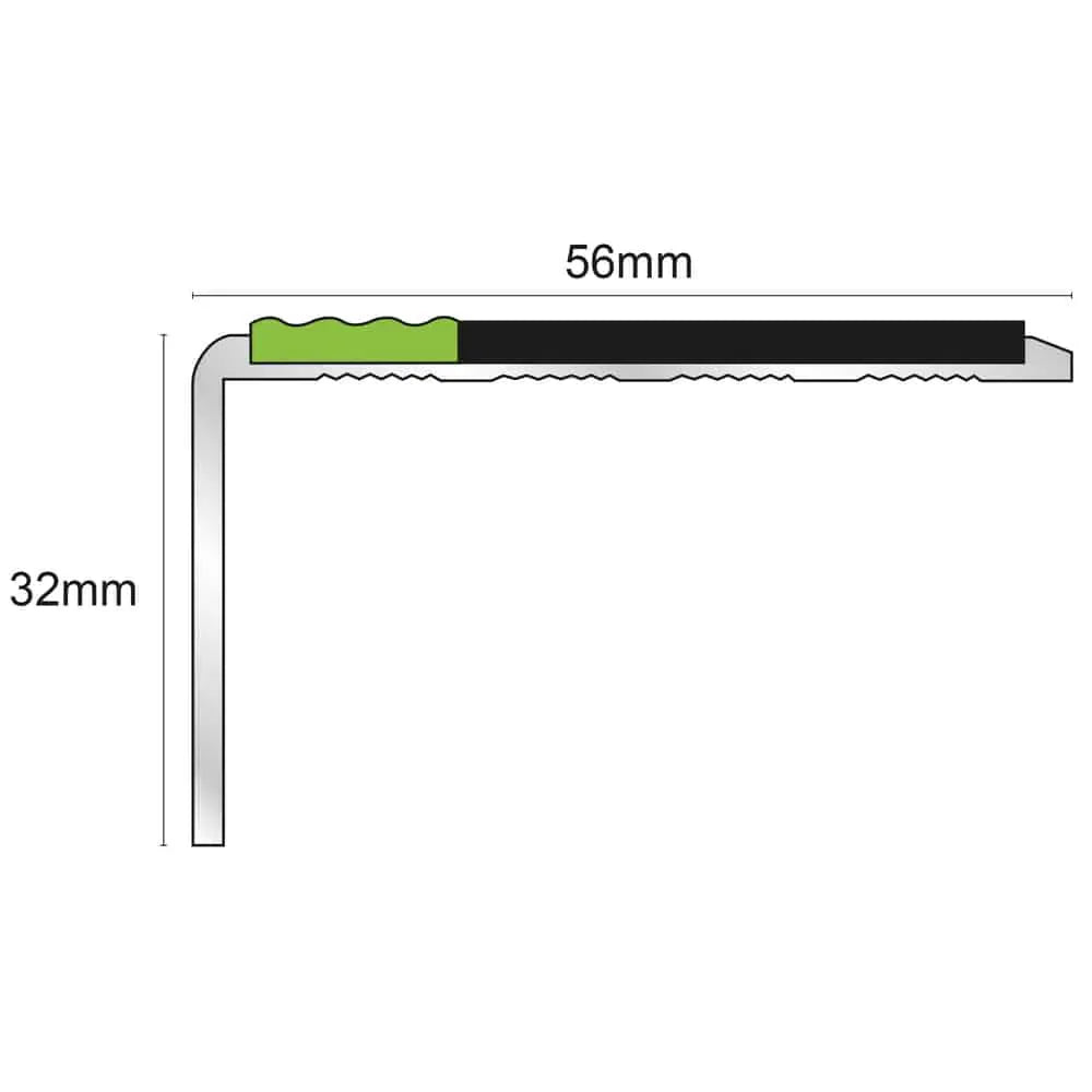 ASL01 Tredsafe 56x32mm Aluminium Non Slip Stair Nosing Edge Trim With Pvc Insert Stair Nosing etc