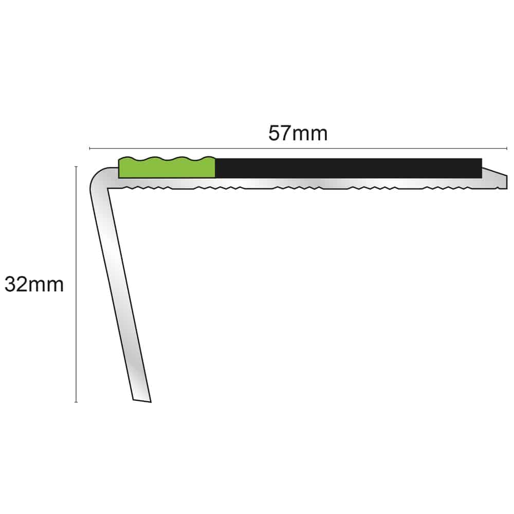 ASL02 57x32mm Aluminium Non Slip Stair Nosing Edge Trim With Pvc Insert Stair Nosing etc