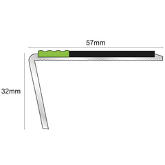 ASL02 57x32mm Aluminium Non Slip Stair Nosing Edge Trim With Pvc Insert Stair Nosing etc