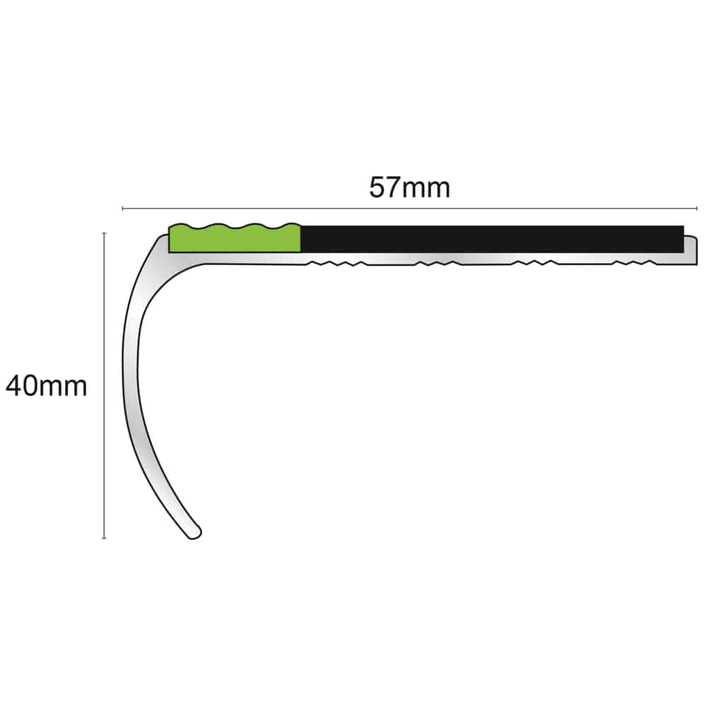 ASL03 57x40mm Aluminium Non Slip Stair Nosing Edge Trim With Pvc Insert Stair Nosing etc