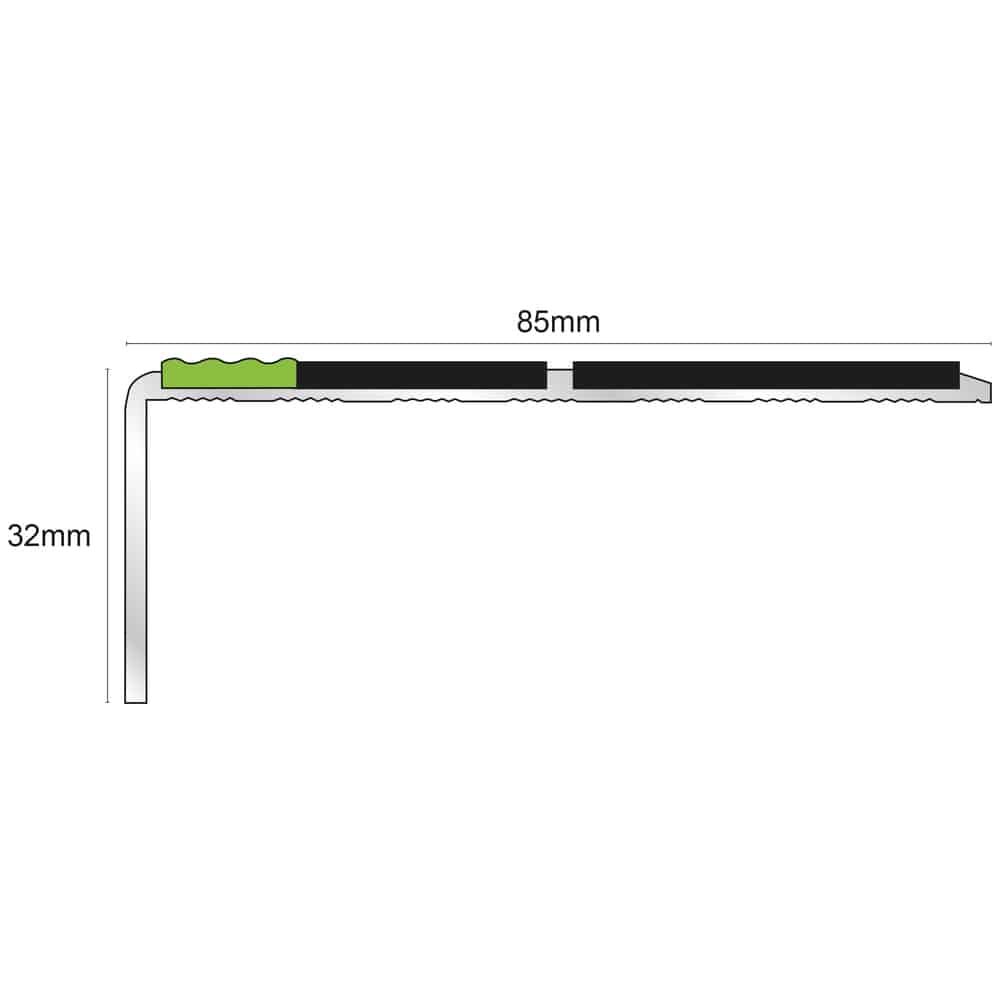 ASL09 85x30mm Aluminium Non Slip Stair Nosing Edge Trim With Pvc Insert Stair Nosing etc