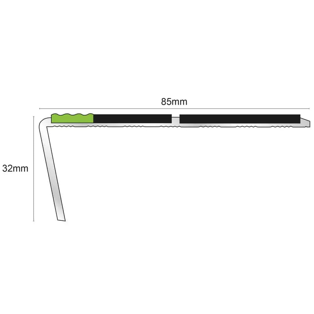 ASL10 Tredsafe 85x32mm Aluminium Non Slip Stair Nosing Edge Trim With Pvc Insert Stair Nosing etc