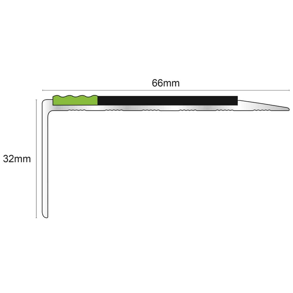 ASL15 66x32mm Aluminium Non Slip Stair Nosing Edge Trim With Pvc Insert Stair Nosing etc