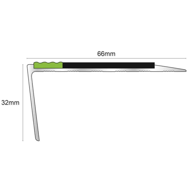 ASL16 Tredsafe 66x32mm Aluminium Non Slip Stair Nosing Edge Trim With Pvc Insert Stair Nosing etc