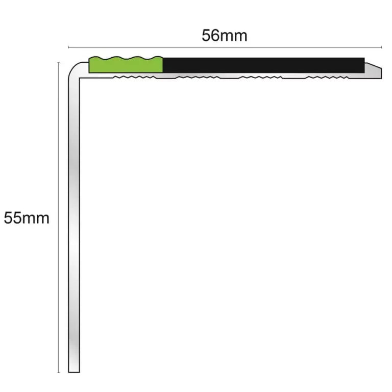 ASL19 56x55mm Tredsafe DDA Compliant Aluminium Non Slip Stair Nosing Edge Trim With Pvc Insert Stair Nosing etc