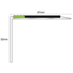 ASL21 67x55mm DDA Compliant Aluminium Non Slip Stair Nosing Edge Trim With Pvc Insert Stair Nosing etc