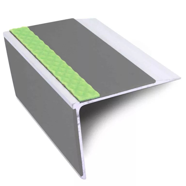 ASL28 75x58mm DDA Compliant Straight Aluminium Non Slip Stair Nosing Edge Trim With PVC Insert Stair Nosing etc