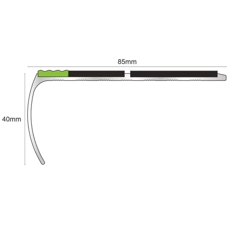 ASL29 87x40mm Tredsafe Aluminium Non Slip Stair Nosing Edge Trim With Pvc Insert Stair Nosing etc