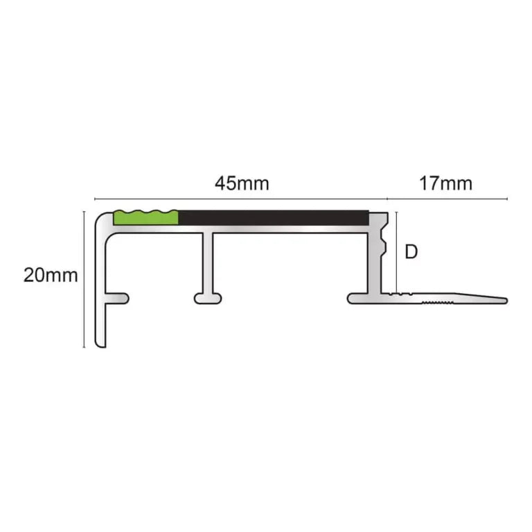 ATS – 10mm and 12.5mm Tredsafe Non Slip Slimline Stair Nosing Stair Nosing etc