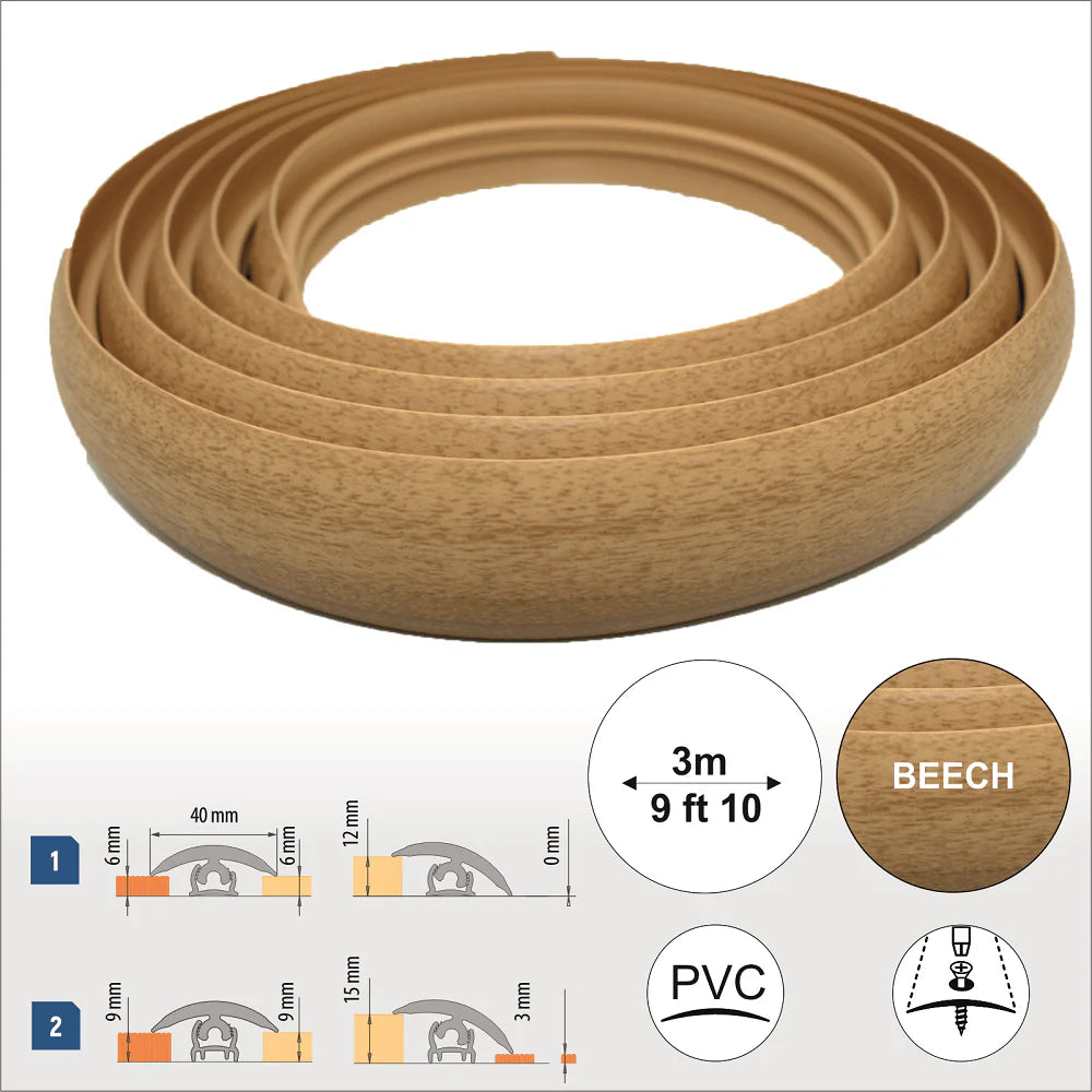 Flex Line 40mm Pvc Flexible Flooring Transition Profile Door Threshold Stair Nosing etc