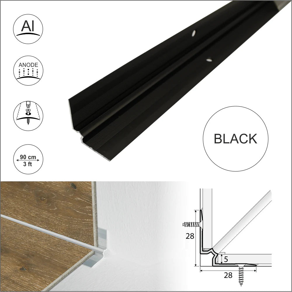 C31 28 x 28mm Anodised Aluminium LVT Stair nosing Inner Corner For 5mm Flooring Stair Nosing etc