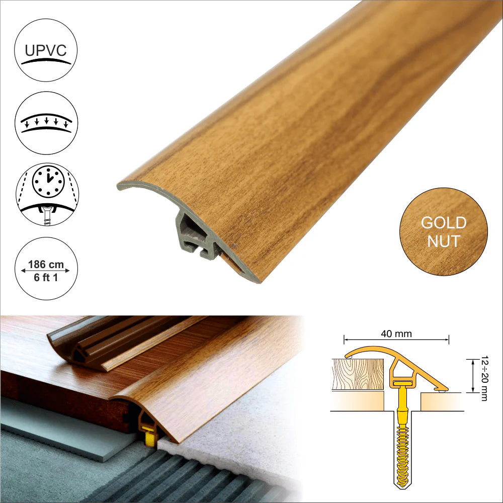 C40 40mm Pvc Wood Effect Door Threshold Ramp Profile Stair Nosing etc