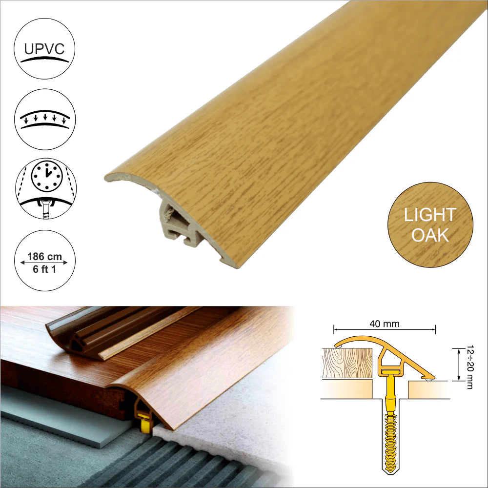 C40 40mm Pvc Wood Effect Door Threshold Ramp Profile Stair Nosing etc