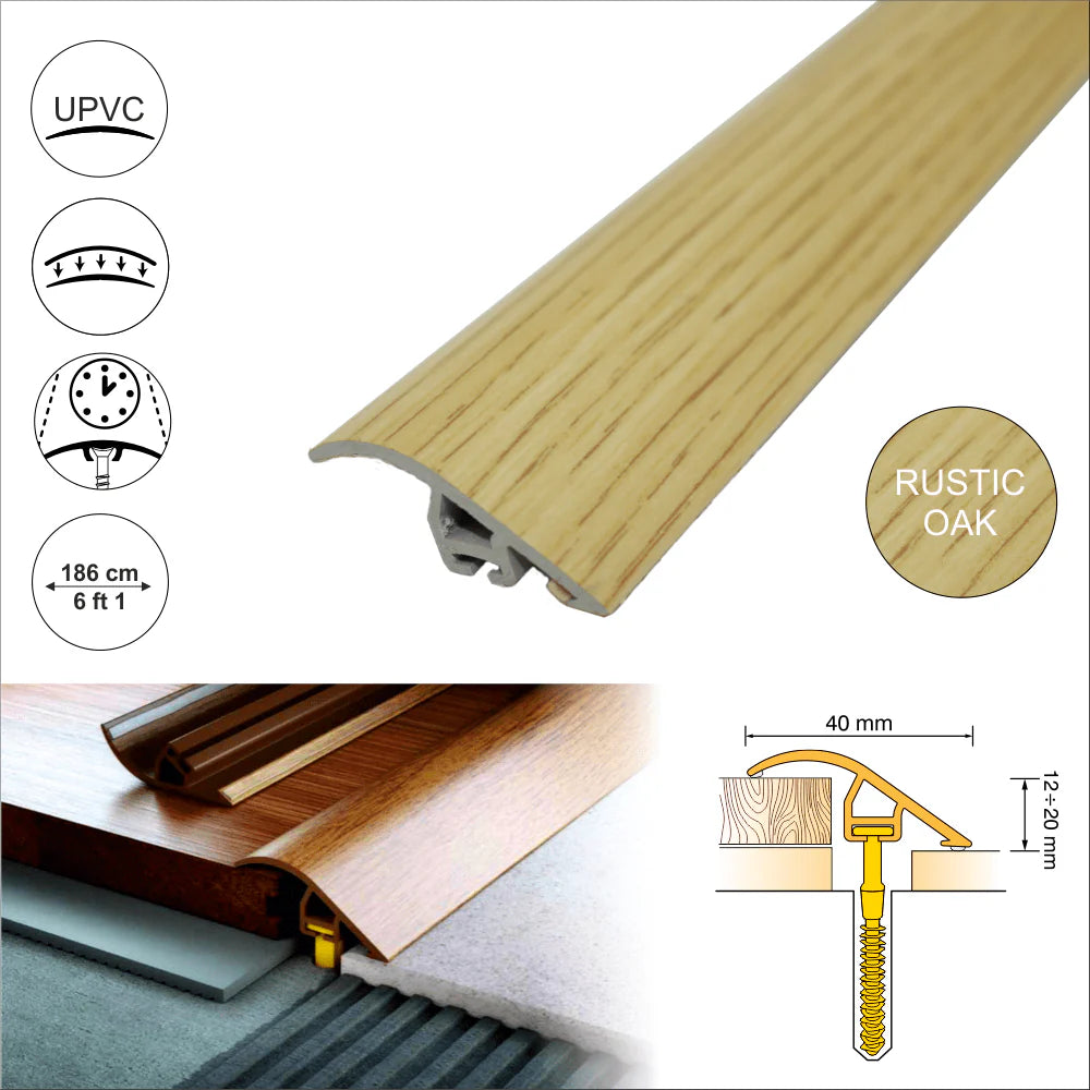 C40 40mm Pvc Wood Effect Door Threshold Ramp Profile Stair Nosing etc