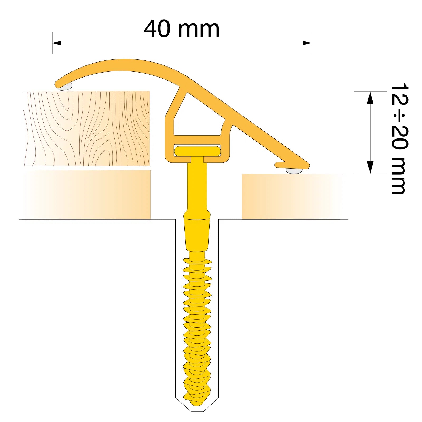 C40 40mm Pvc Wood Effect Door Threshold Ramp Profile Stair Nosing etc