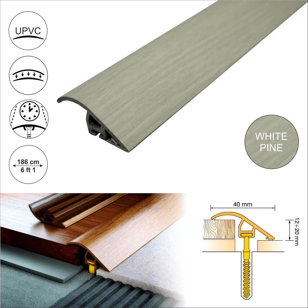 C40 40mm Pvc Wood Effect Door Threshold Ramp Profile Stair Nosing etc