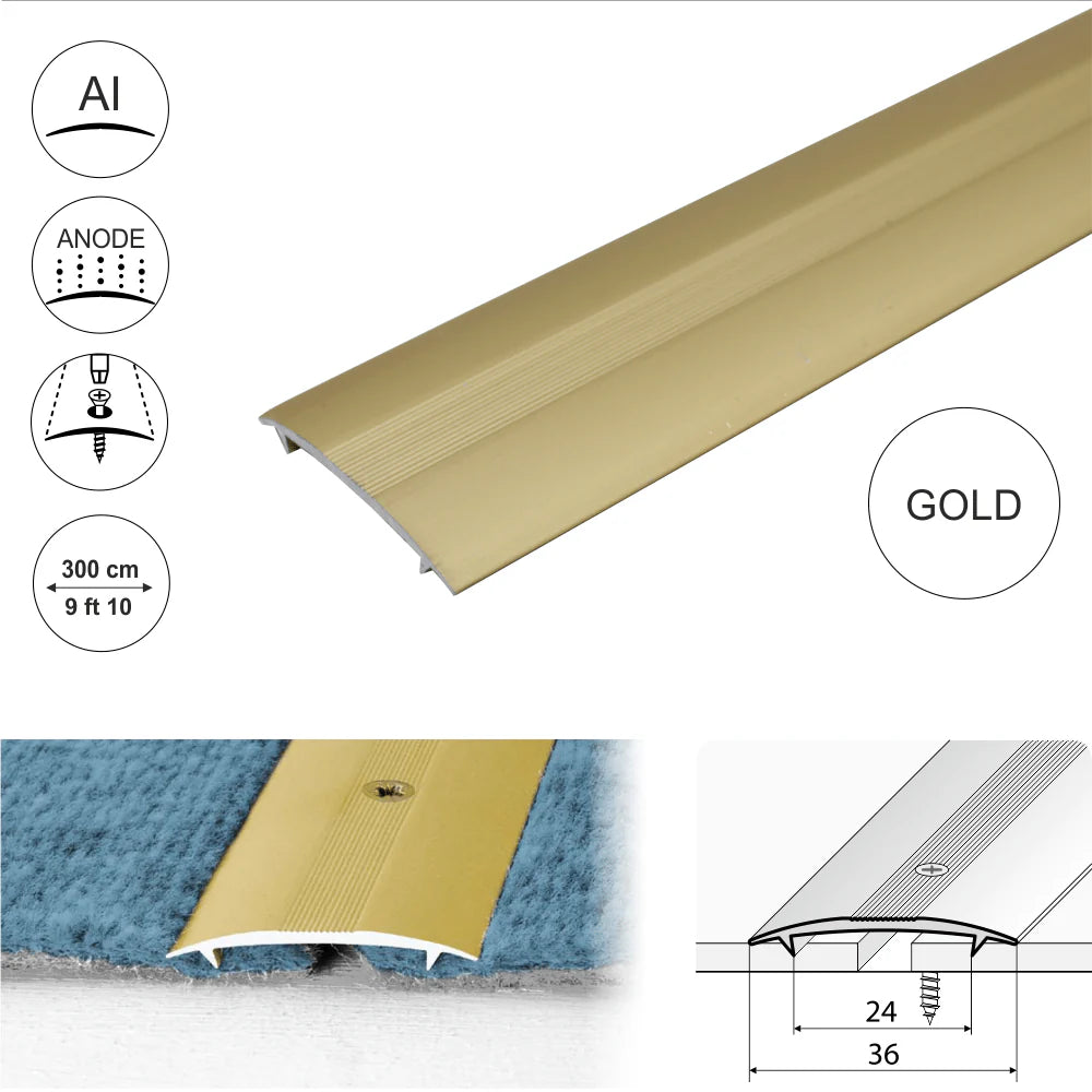 C68 36mm Anodised Aluminium Carpet Cover Strip Profile Stair Nosing etc