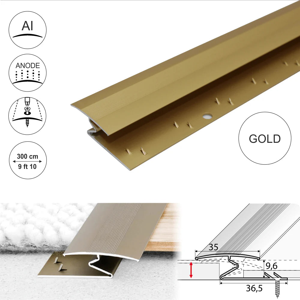 C69 35mm Anodised Aluminium Z Carpet Profile Stair Nosing etc