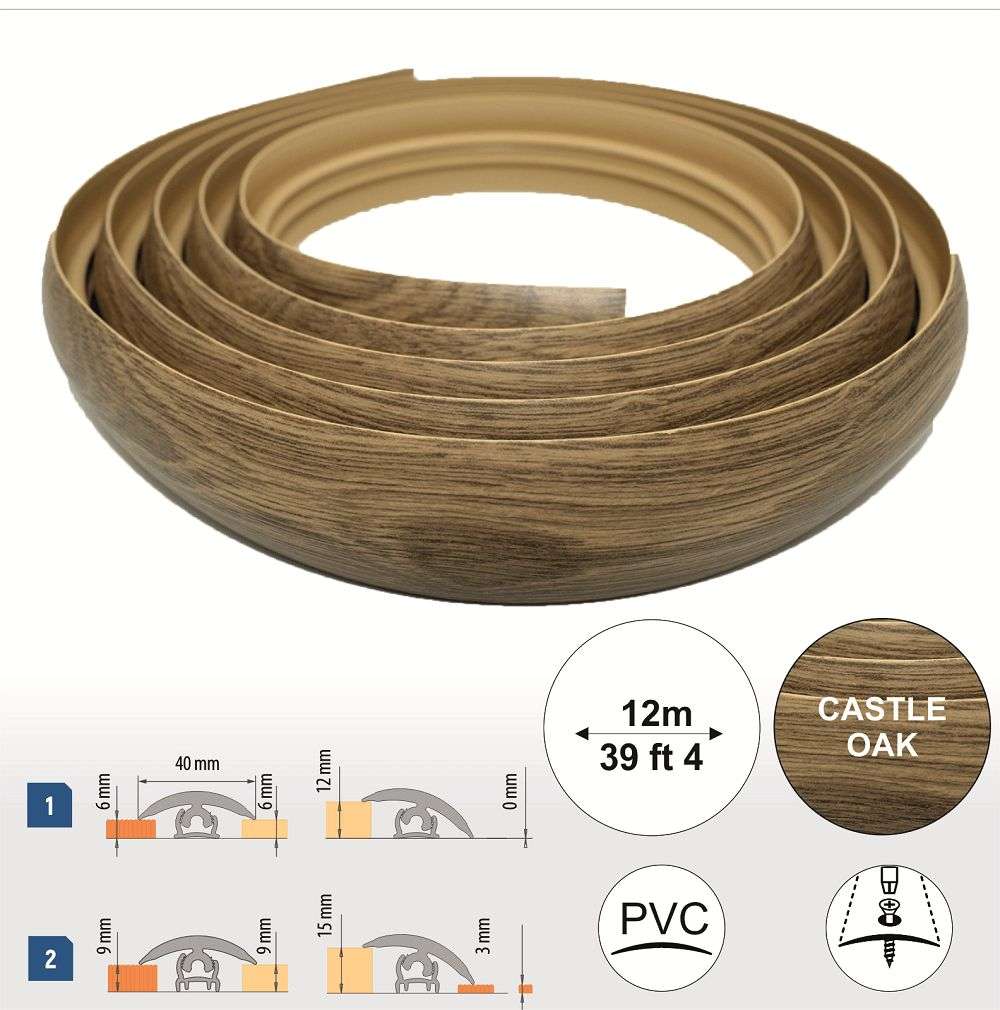 Flex Line 40mm Pvc Flexible Flooring Transition Profile Door Threshold Stair Nosing etc