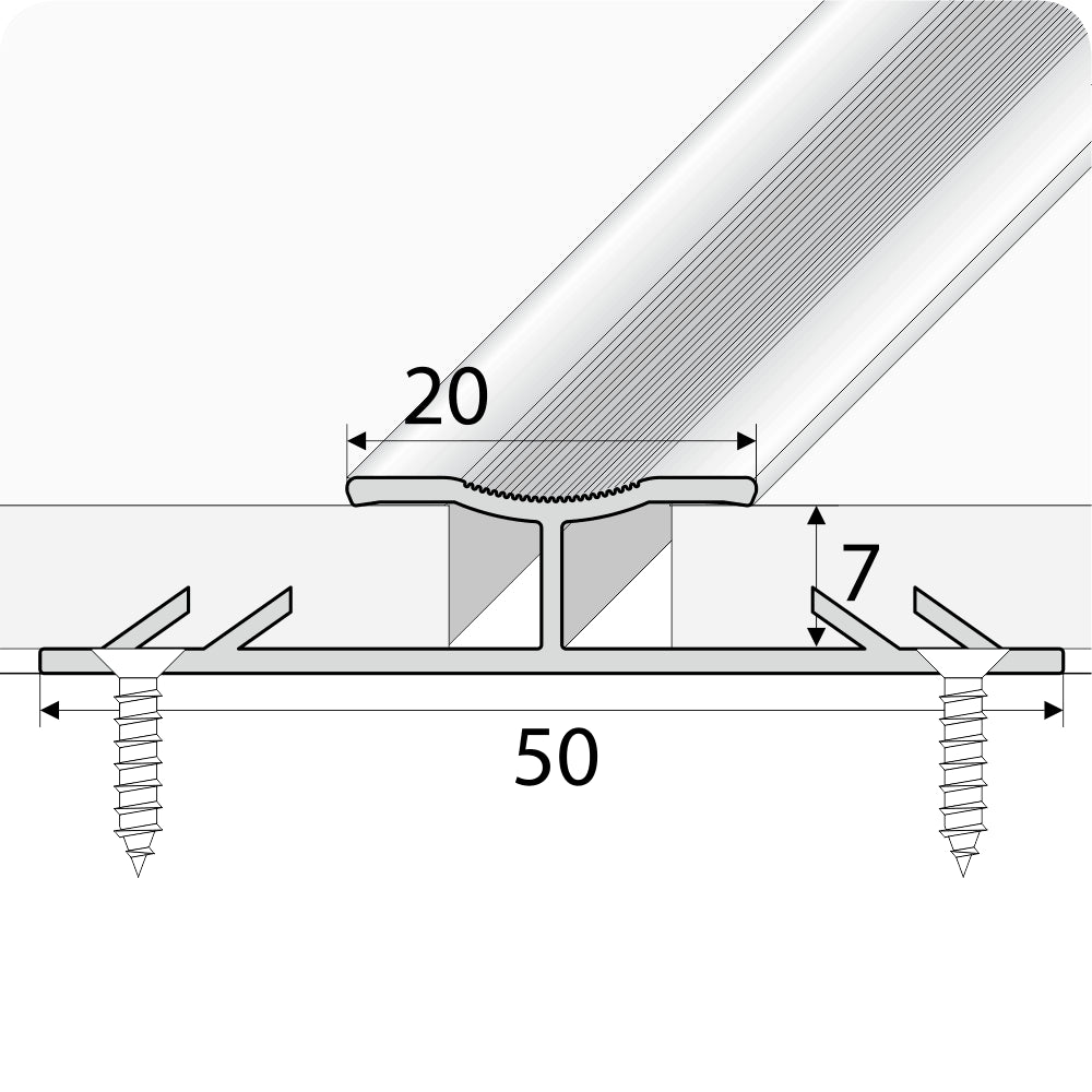 C61 20mm Anodised Aluminium Dual Edge Carpet Profile Stair Nosing etc