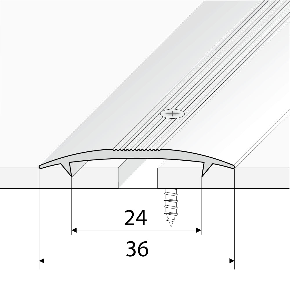 C68 36mm Anodised Aluminium Carpet Cover Strip Profile Stair Nosing etc