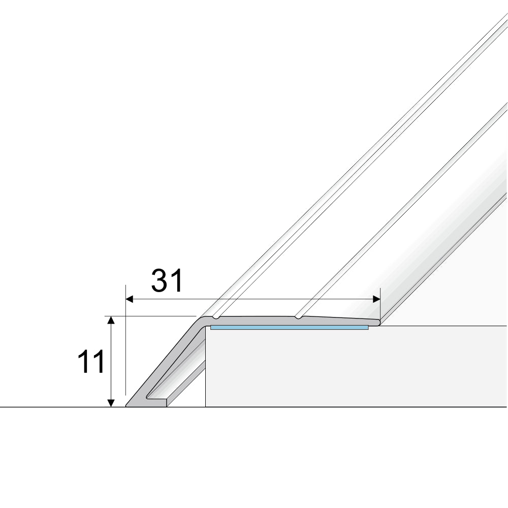 A45 31mm Anodised Aluminium Self Adhesive Door Threshold Ramp Profile Stair Nosing etc