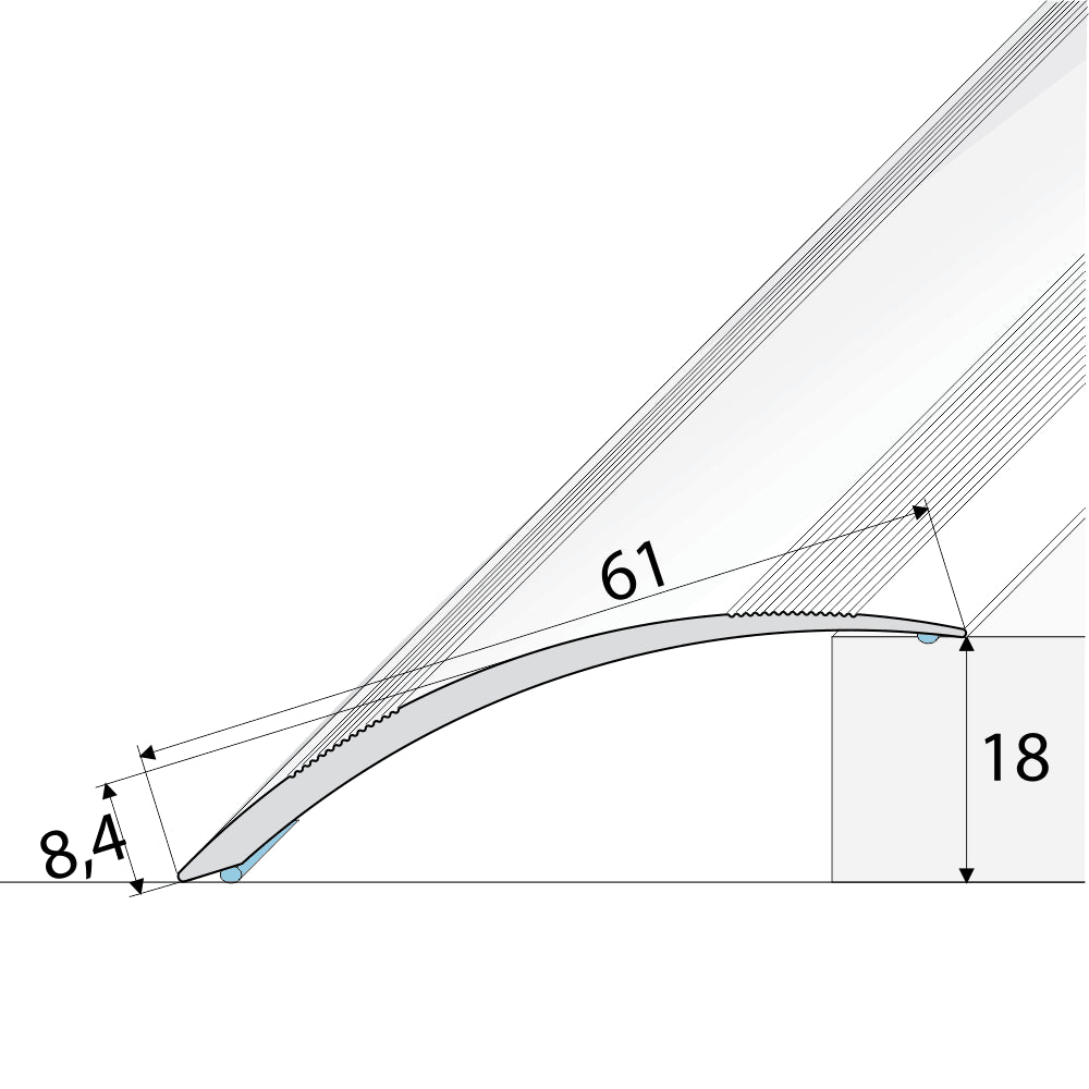 A49 61mm Anodised Aluminium Self Adhesive Door Threshold Ramp Profile Stair Nosing etc