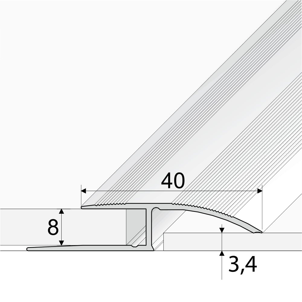 A62 40mm Anodised Aluminium Door Threshold Ramp Profile Stair Nosing etc