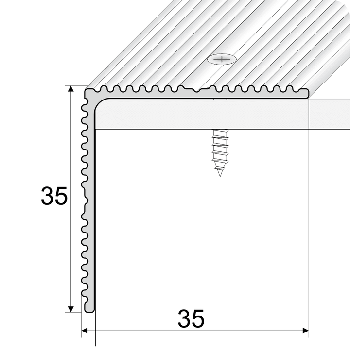 A34 35 x 35mm Anodised Aluminium Non Slip Ribbed Treads Stair Nosing Edge Trim