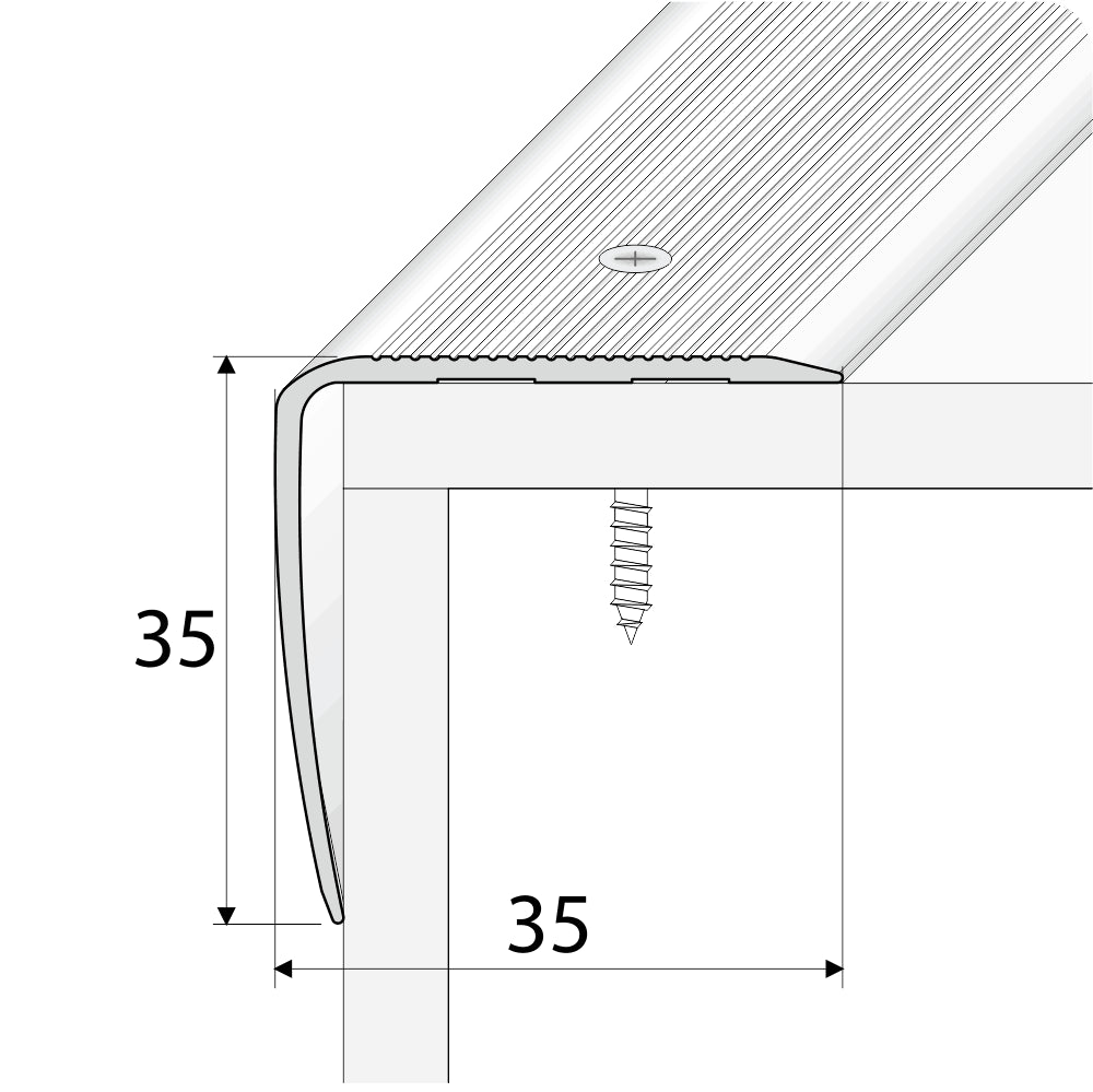 A41 35 x 35mm Anodised Aluminium Non Slip Ribbed Treads Stair Nosing Edge Trim Stair Nosing etc