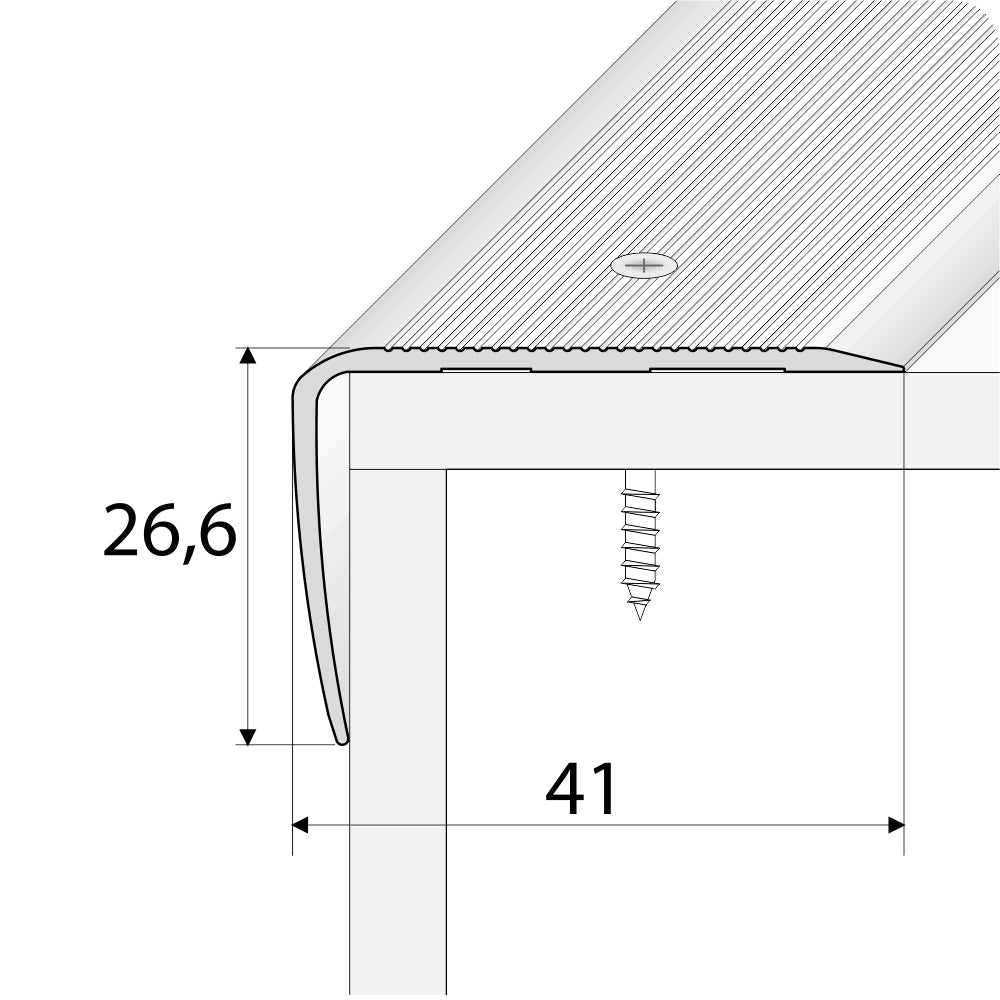 A42 41 x 26.6mm Anodised Aluminium Non Slip Ribbed Treads Stair Nosing Edge Trim Stair Nosing etc