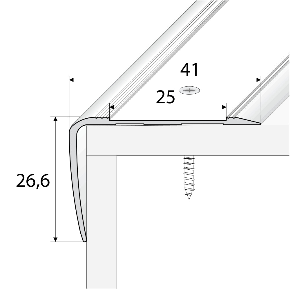 A44 41 x 26.6mm Anodised Aluminium Non Slip Stair Nosing Edge Trim With Tape Stair Nosing etc