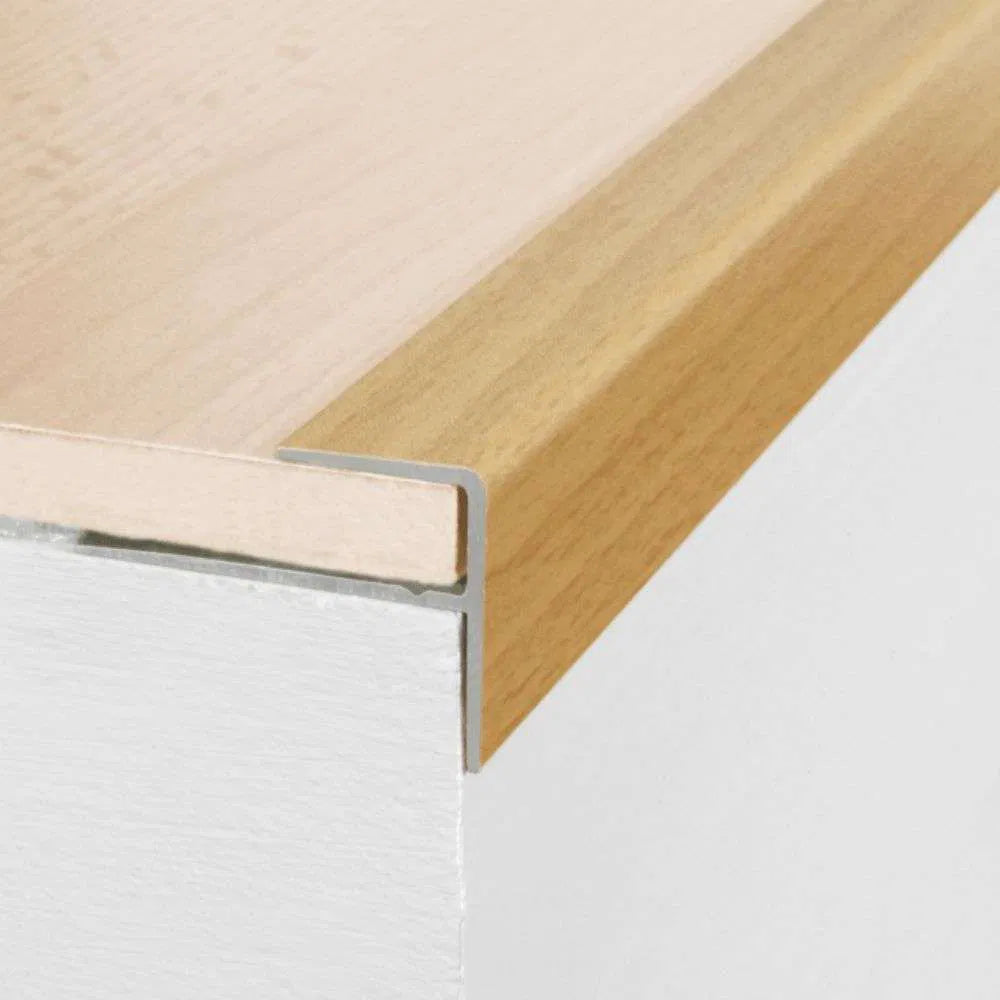 A60 15 x 22mm Push-In Aluminium Wood Effect Stair Nosing Edge Trim Stair Nosing etc