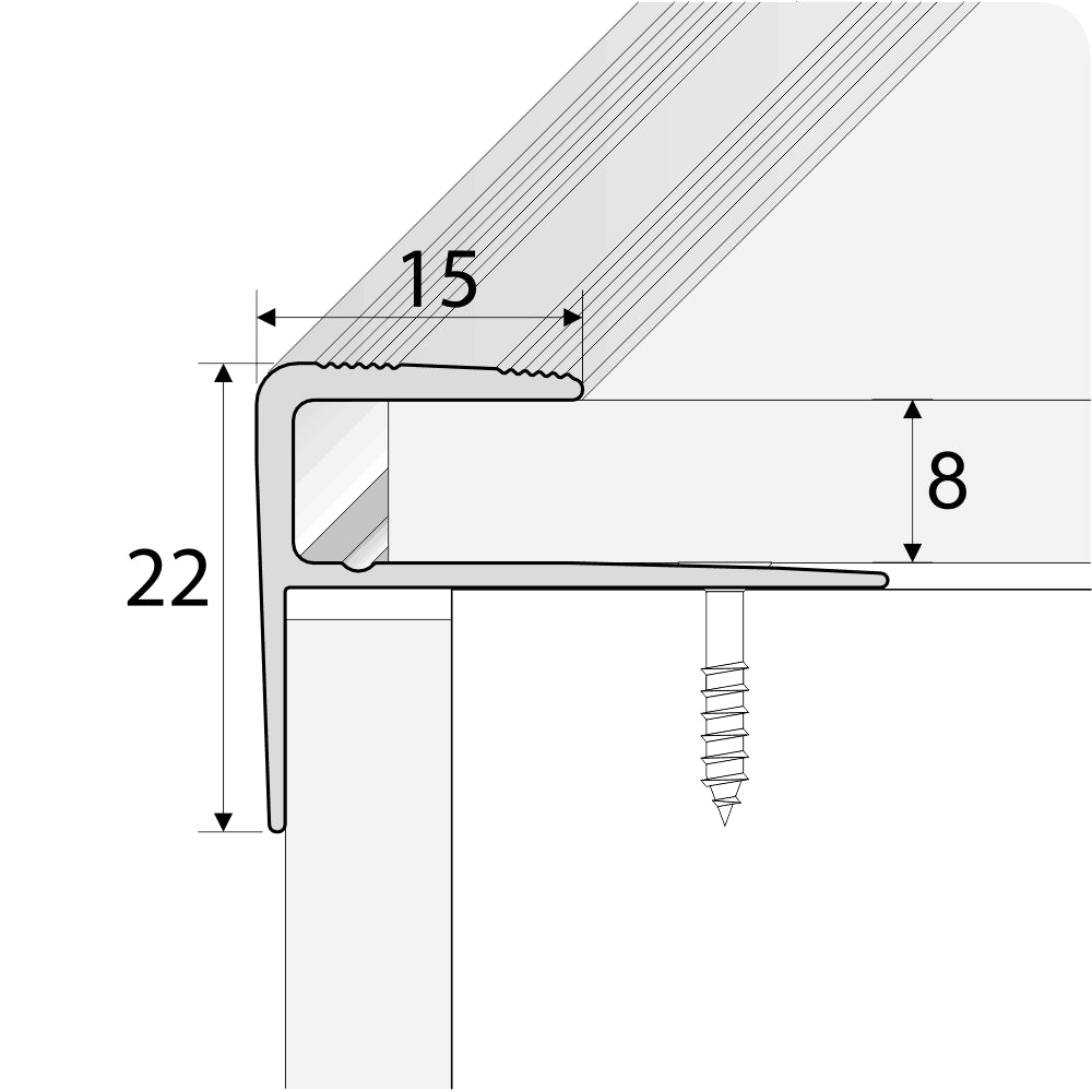 A60 15 x 22mm Push-In Aluminium Wood Effect Stair Nosing Edge Trim Stair Nosing etc