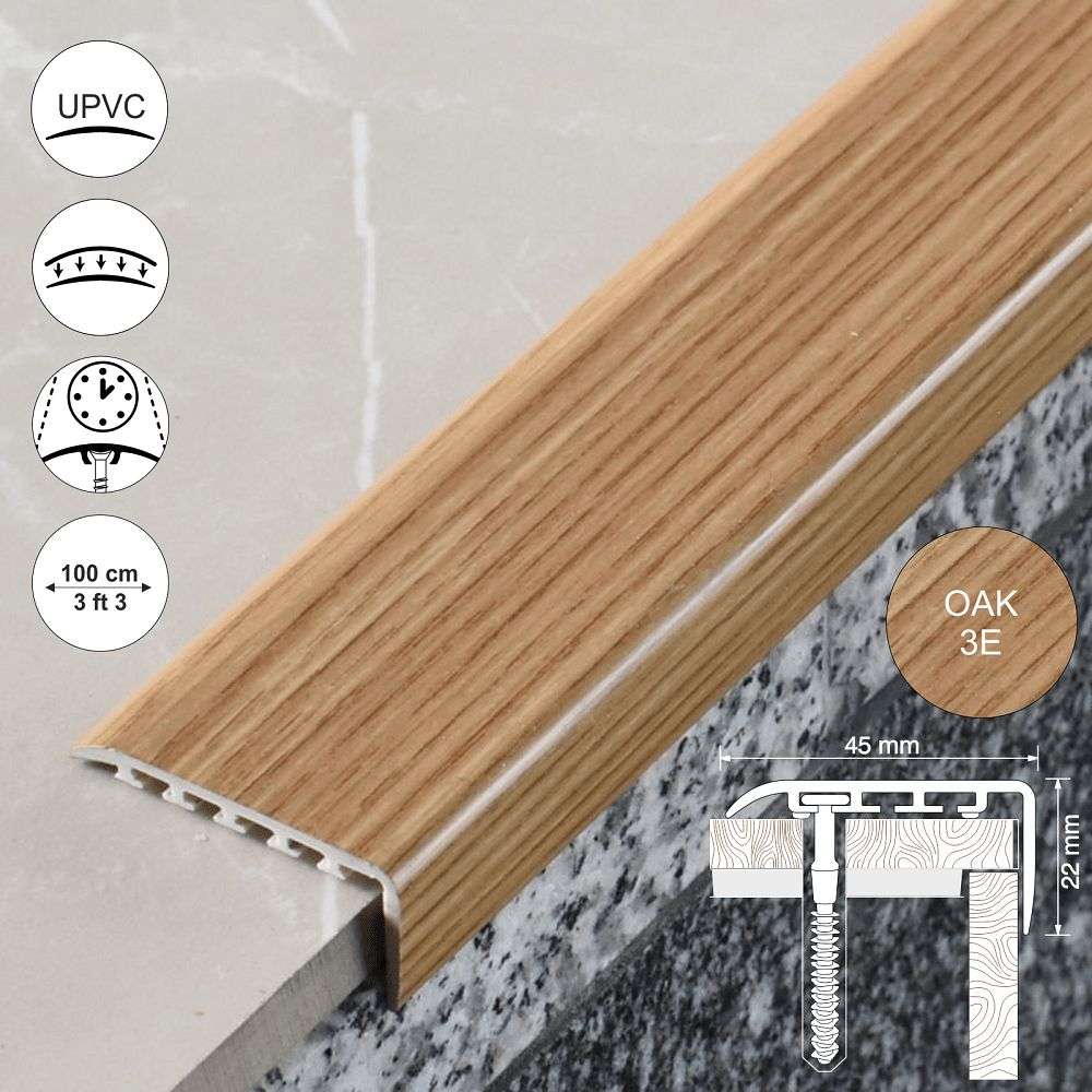 D-K0100 45 x 22mm Pvc Wood Effect Stair Nosing Edge Trim Stair Nosing etc