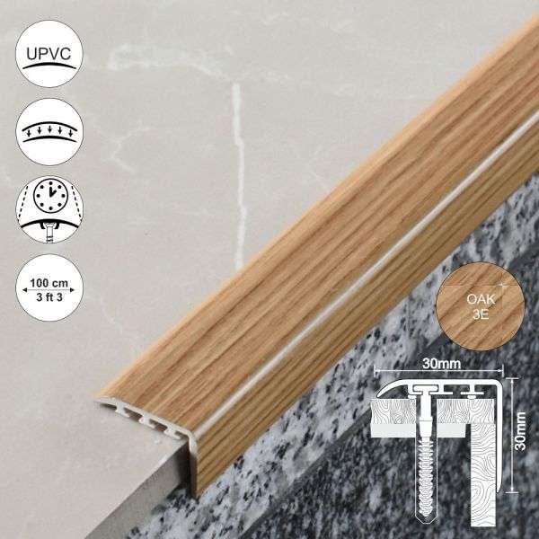 D-K0200 30 x 30mm Pvc Wood Effect Stair Nosing Edge Trim Stair Nosing etc