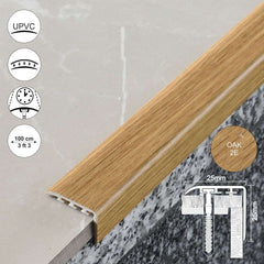 D-K0300 25 x 25mm Pvc Wood Effect Stair Nosing Edge Trim