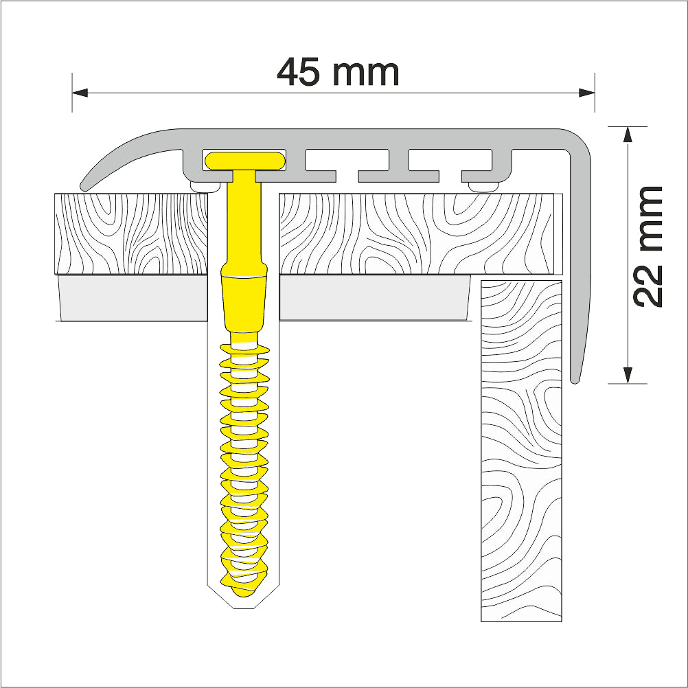 D-K0100 45 x 22mm Pvc Wood Effect Stair Nosing Edge Trim Stair Nosing etc