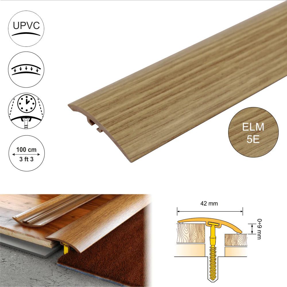 D-P0200 42mm Pvc Wood Effect Door Threshold Strip Stair Nosing etc