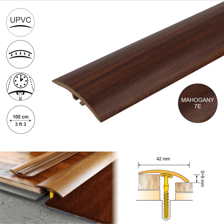 D-P0200 42mm Pvc Wood Effect Door Threshold Strip Stair Nosing etc