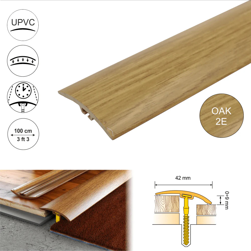 D-P0300 30mm Pvc Wood Effect Door Threshold Strip Stair Nosing etc