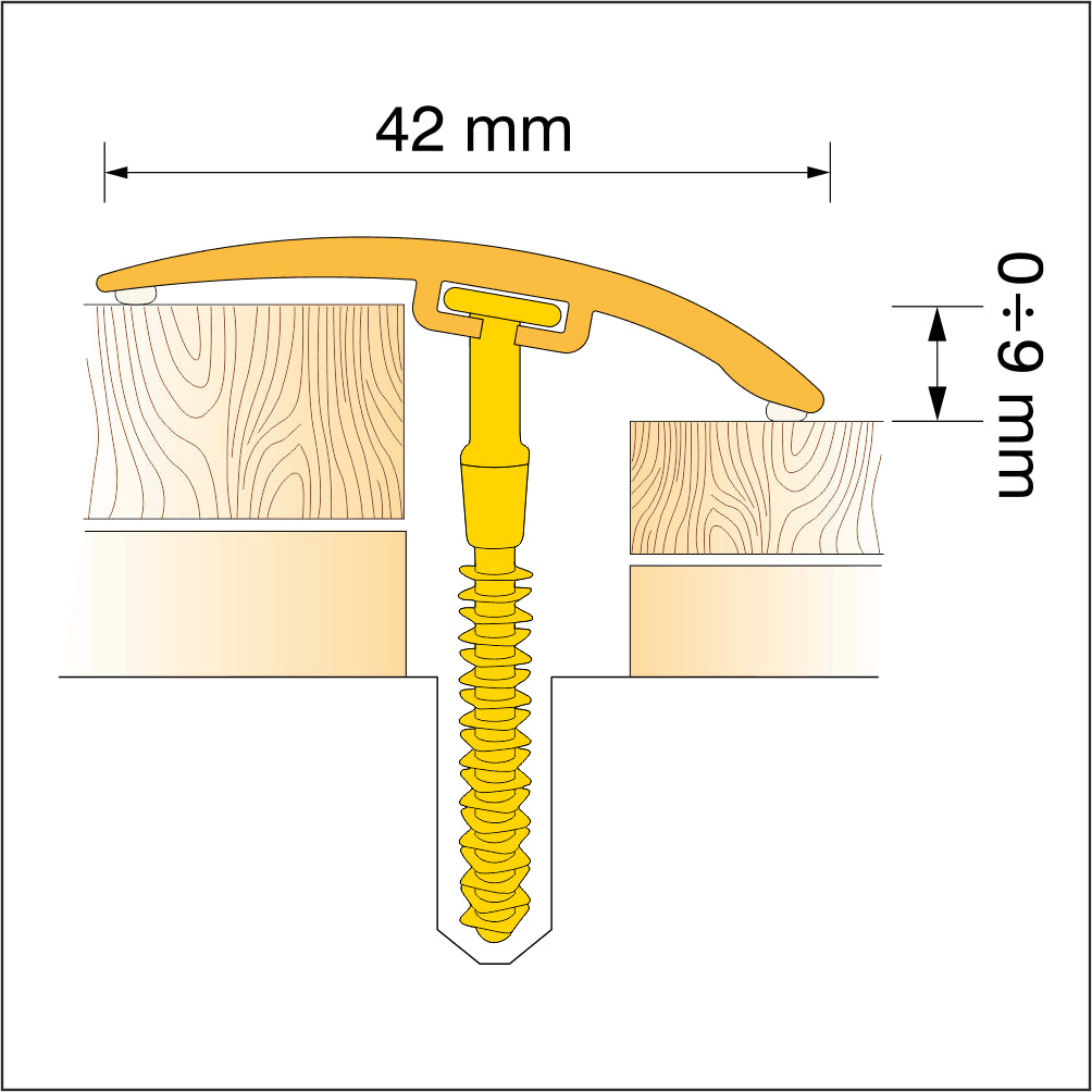 D-P0200 42mm Pvc Wood Effect Door Threshold Strip Stair Nosing etc