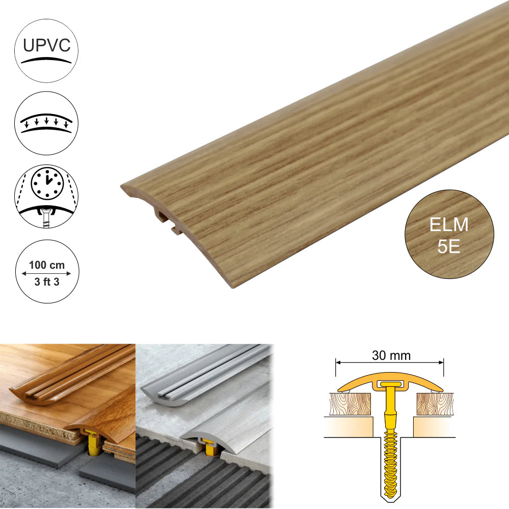 D-P0300 30mm Pvc Wood Effect Door Threshold Strip Stair Nosing etc