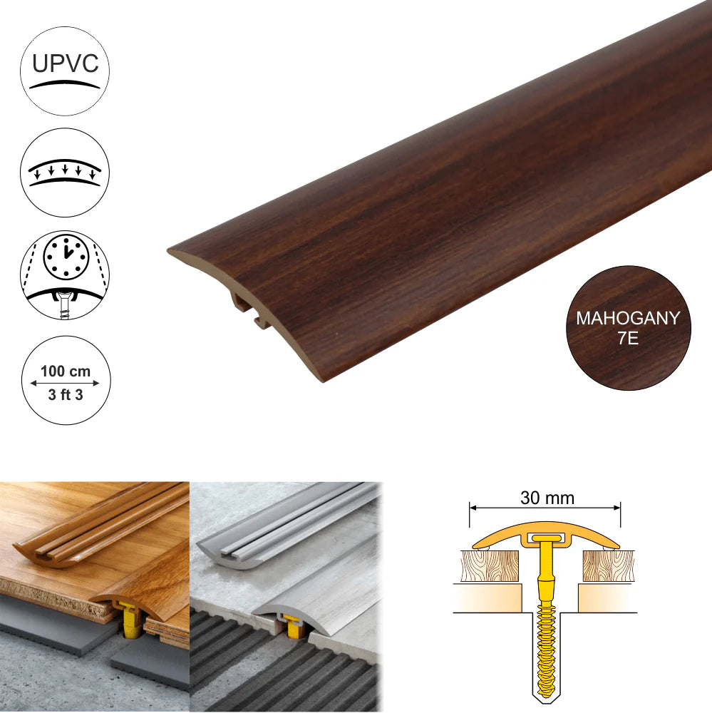 D-P0300 30mm Pvc Wood Effect Door Threshold Strip Stair Nosing etc