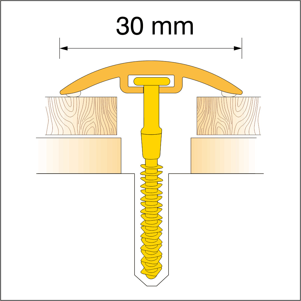 D-P0300 30mm Pvc Wood Effect Door Threshold Strip Stair Nosing etc