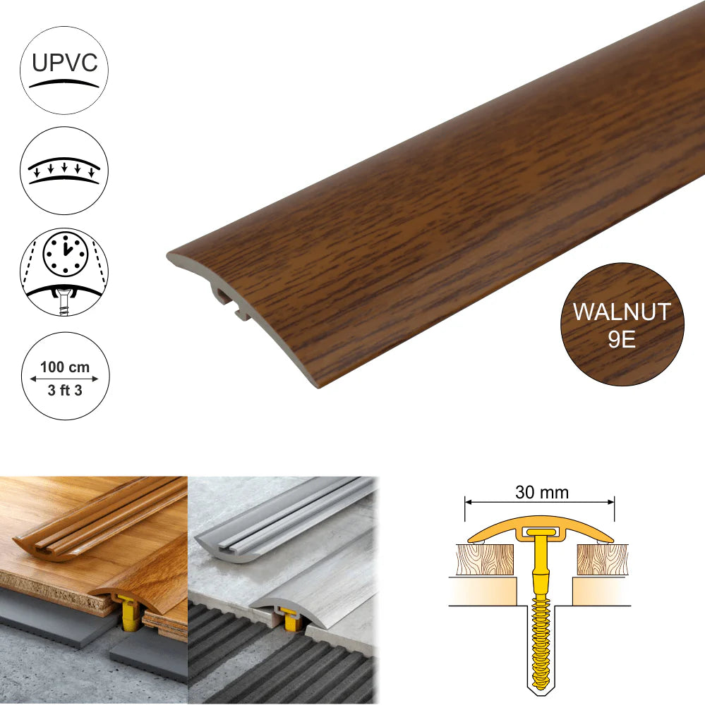 D-P0300 30mm Pvc Wood Effect Door Threshold Strip Stair Nosing etc