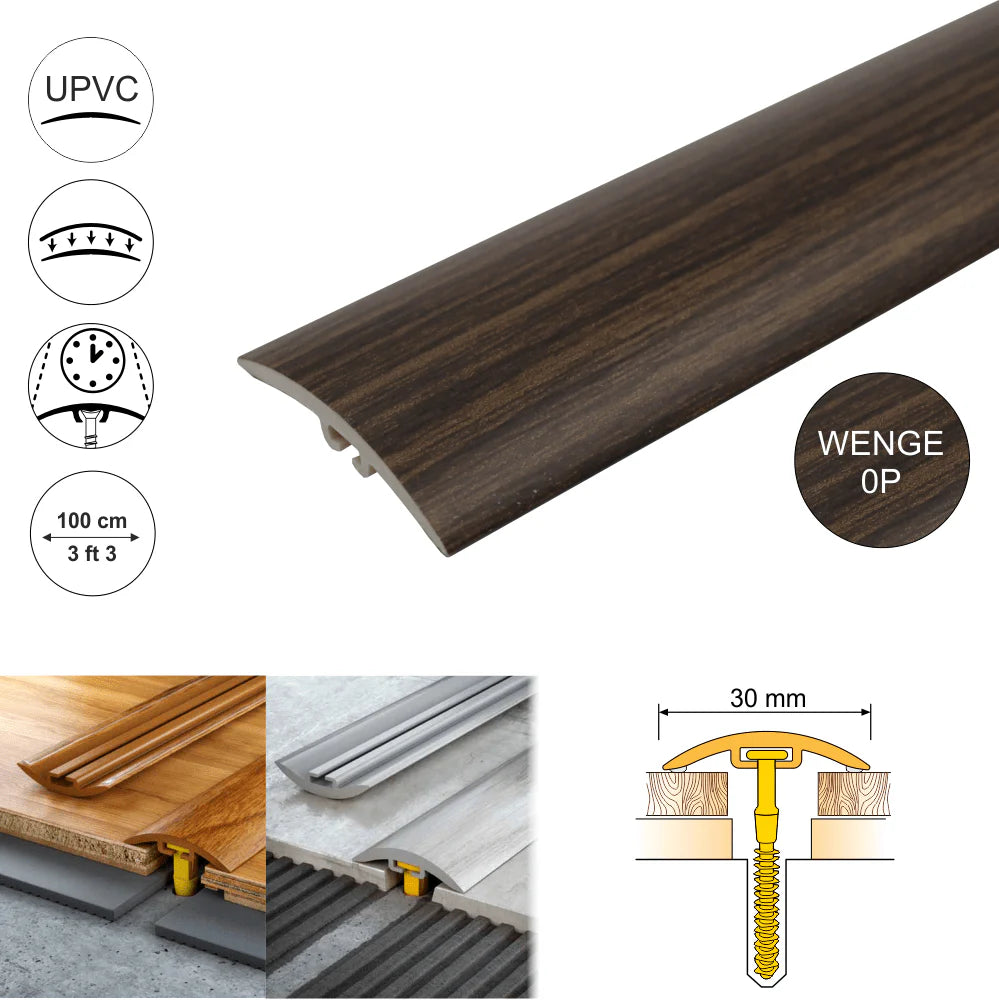 D-P0300 30mm Pvc Wood Effect Door Threshold Strip Stair Nosing etc