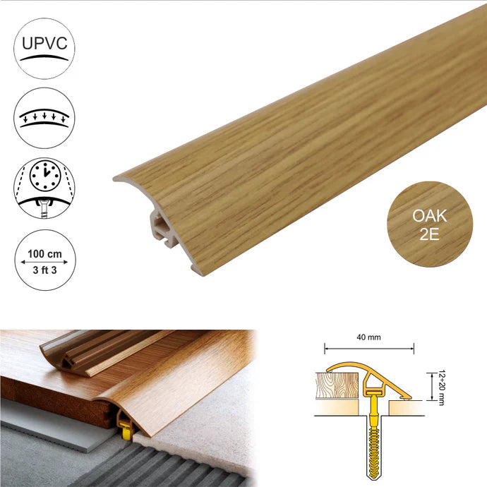 D-PS400 40mm PVC Wood Effect Door Threshold Ramp Profile