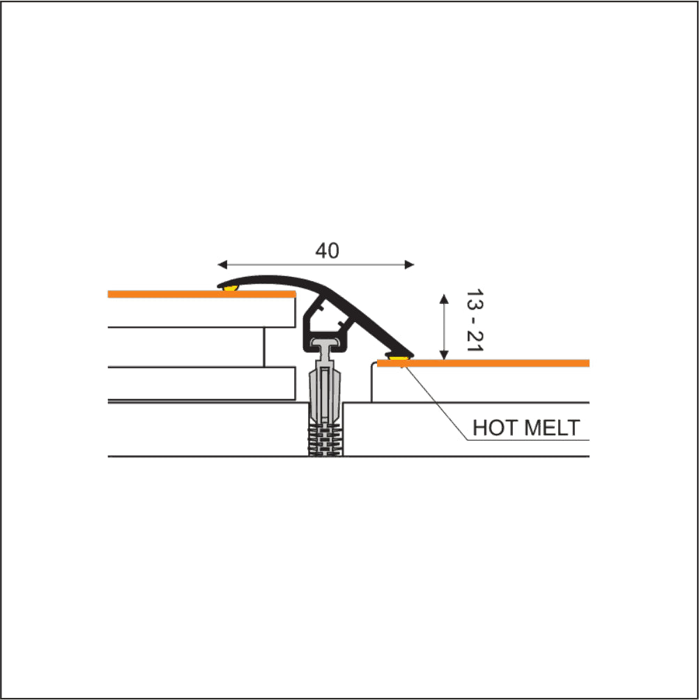 D-PS400 40mm Pvc Wood Effect Door Threshold Ramp Profile Stair Nosing etc